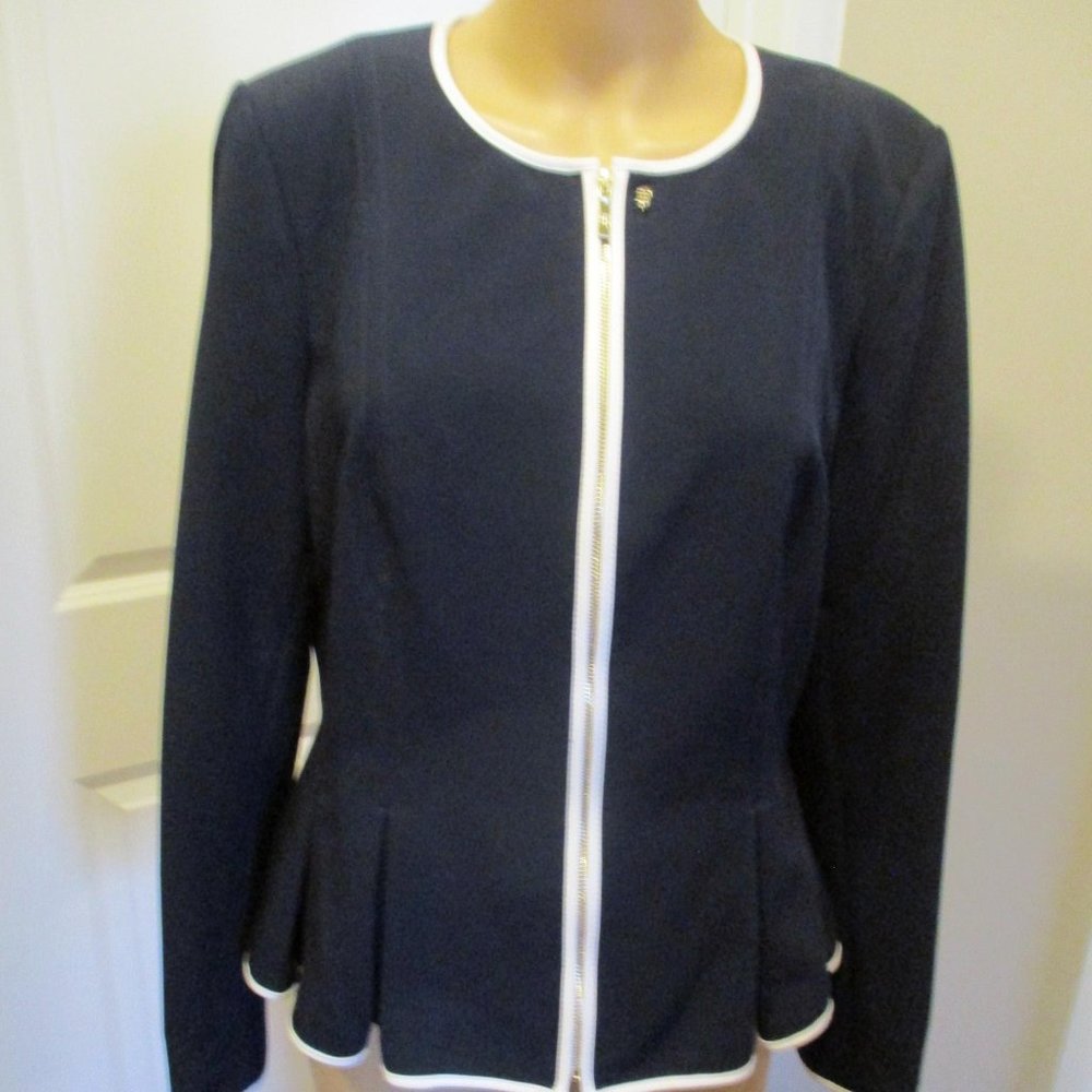 Tommy Hilfiger sz 10 Navy Jacket w/white piping accents